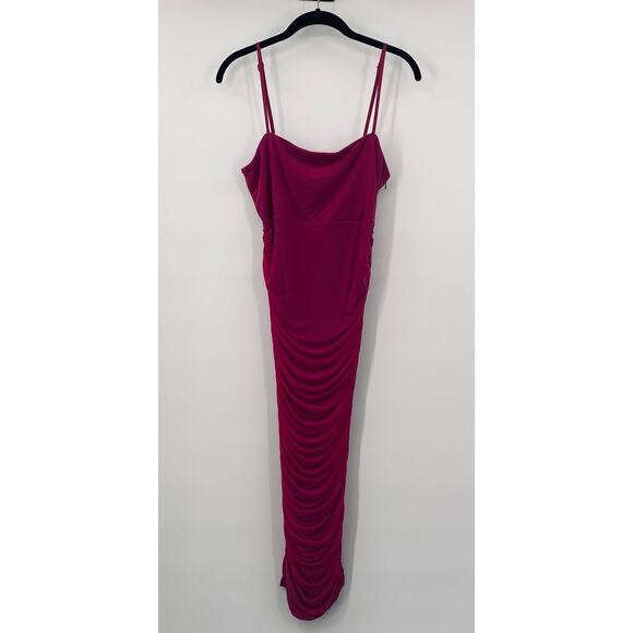 Showpo Coming for You Mesh Ruched Bodycon Midi Dress Magenta Hot Pink NEW 8 - Picture 2 of 11